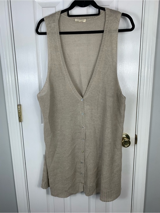 Eileen Fisher Tops - Eileen Fisher Linen Knit Vest Long Sleeveless Button Cardigan Vest  Size XL